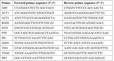 Table 2: Primers used for reverse transcription PCR analysis. 