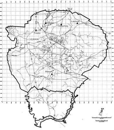 Figure 1.1 Sample location map (Modified from Findley, 1998, to show locations of just the five samples used in this study.)