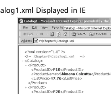 Figure 3.3 The XML View of an XML Document in VS .NET XML Designer