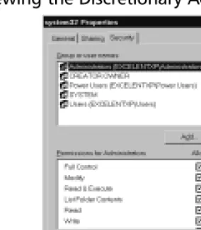 Figure 1.1 Viewing the Discretionary Access Control Settings on a Folder