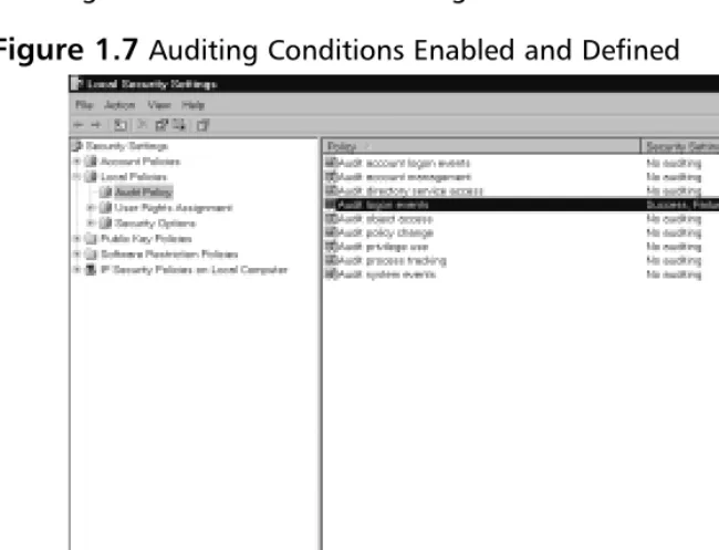 Figure 1.7 Auditing Conditions Enabled and Deﬁned