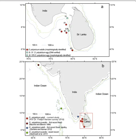 Fig. 1 Map with the location of the stations where Desmodema polystictum have been collected