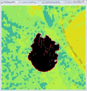 Figure 3.5 Graphical output of fire spread in DEVS-FIRE 