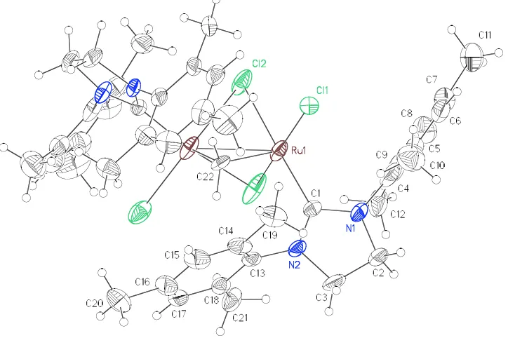 Figure 2. ORTEP drawing of 24 with thermal ellipsoids at 50 % probability. 