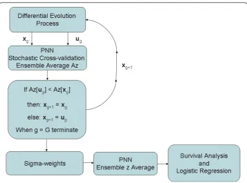Figure 1 Modified probabilistic neural network stochastic training and z generation flow diagramThis schema shows the modified probabilistic neural network (PNN) training flow for the differentialevolution (DE) sigma-weight vector construction, competition