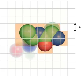 Figure 2-2.  Discretizing proteins into 3D grids.  The van der Waals spheres of a shortprotein backbone are shown to illustrate the discretization process
