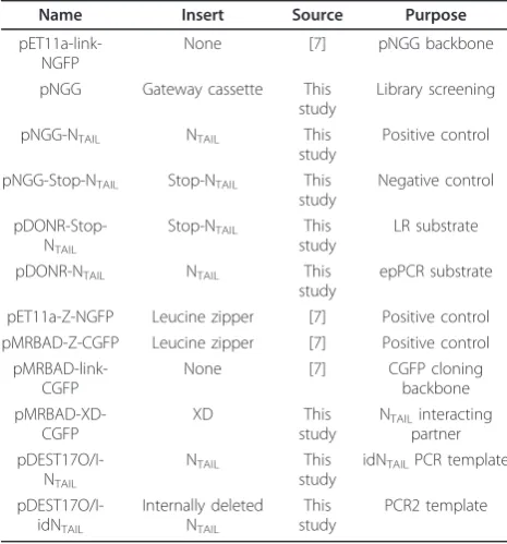 Table 2 Plasmid constructs used in this study