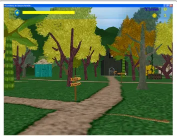 Figure 2 Example of a hint. Hint to find the fishing net needed to retrieve the mandala from the bottomof the lake: A) hint in blue-yellow version of the game affecting the performance of volunteers with ADHD;B) hint in red-green version of the game that does not affect the performance of volunteers with ADHD.