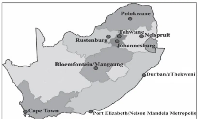 Figure 1: South African Host Cities For The 2010 FIFA Soccer World Cuptm (Campbell & Phago, 2008:28)  