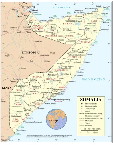 Figure 1.1, Map of Somalia (Source: wikimedia.org)  