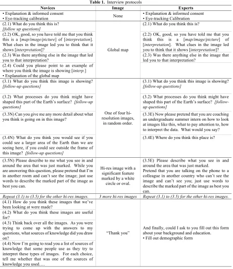 Table 1.  Interview protocols 