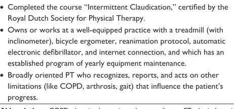 Table 1 Inclusion criteria for aspiring PTs