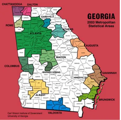 FIGURE 1: GEORGIA SNS/CRI METROPOLITAN STATISTICAL AREAS 