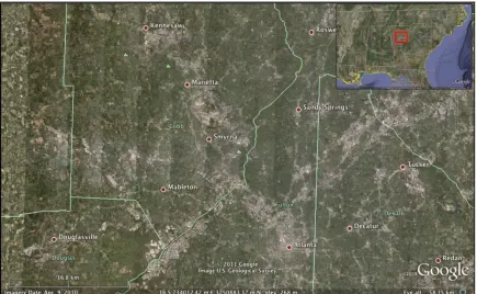 Figure 1.1: Reference map of Kennesaw, Georgia (GoogleEarth 2011)  