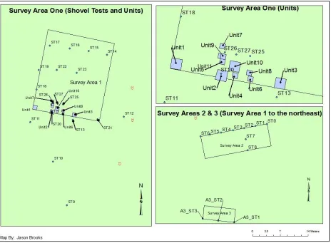 Figure 5.10: Map of units and shovel tests  