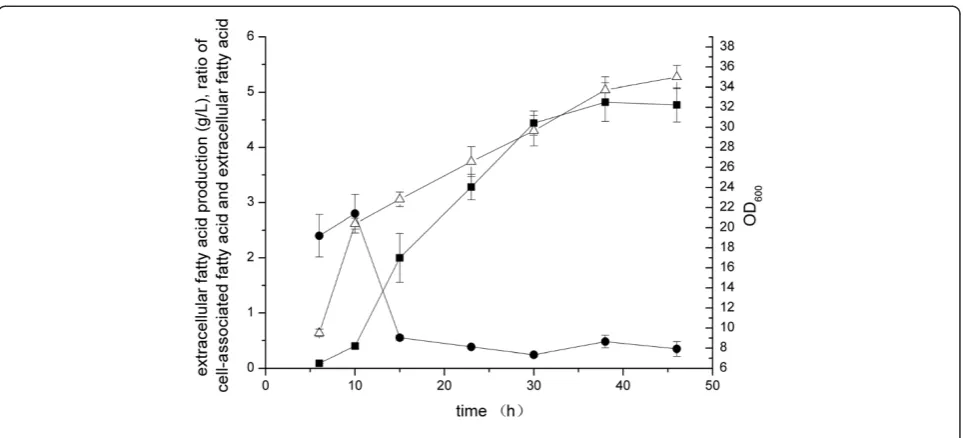 Table 4 Fatty acids produced by E. coli pACY-‘tesA-ΔfadL with addition of ampicillin in the cultivation process
