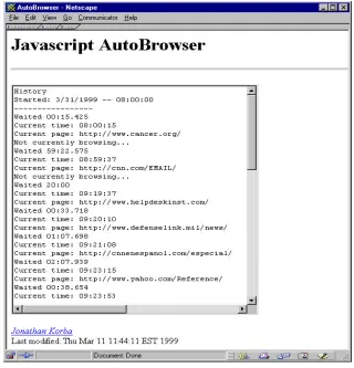 Figure 3-6: AutoBrowser Activity Recorded in a Text Box. 