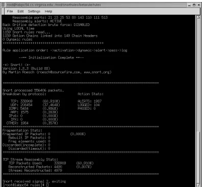 Figure 3 – Snort Post-Run Screen 