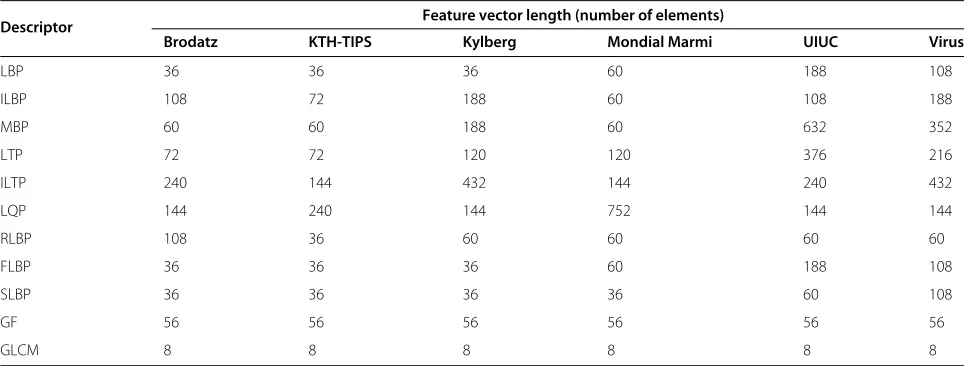 Figure 6 Descriptor performance without added noise. Distribution of mean accuracy per class for each descriptor and dataset