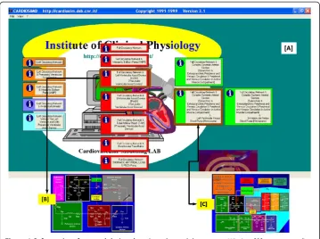 Figure 1 Software interface used during the etree and with-Learning training course. Window [A] represents a firstlevel of choice that permits to select among different districts of cardiocirculatory network, differentmechanical assist devices and differen