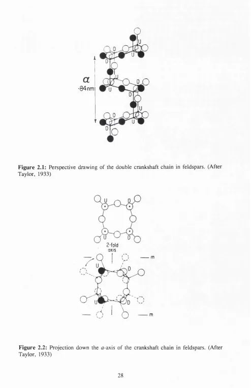 Figure 2.1: Perspective drawing of the double crankshaft chain in feldspars. (After 