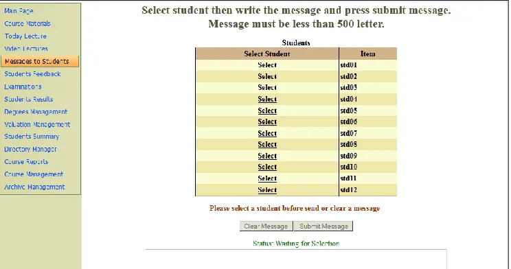 Figure 7: Teacher’s Today Lecture Sub-Module 