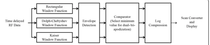 Figure 2 Block diagram of dual-/tri-apodization algorithms for B-mode image.