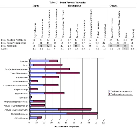 Table 2:  Team Process Variables Throughput 