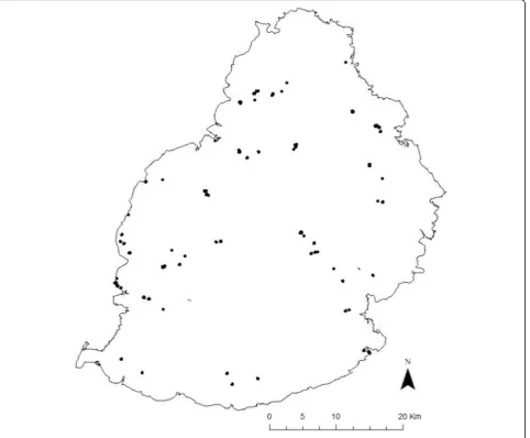 Fig. 5 Map of P. niger roosting sites used by all tracked bats (N = 12)