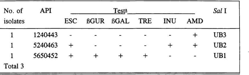 Table 8. S.bovis biotvping results