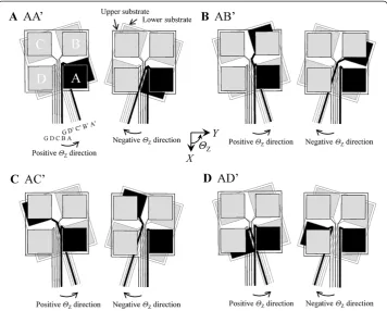 Figure 8 Movement of paired electrodes and lines (10 mm square sensor). A. FEC (AA’). B