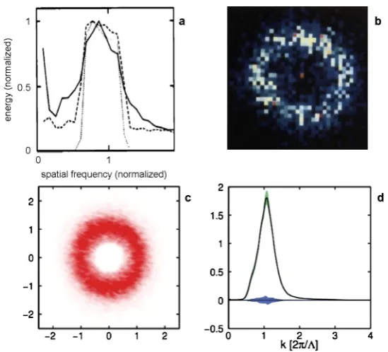 Fig. 2 Correlation spectra of orientation maps in macaque and tree shrew V1.and a and b are from Nieburand Worgotter’s 1994 paper [33]: in a, the solid and dashed lines are spectra obtained by two differentmethods (direct measurement of correlations and Fo