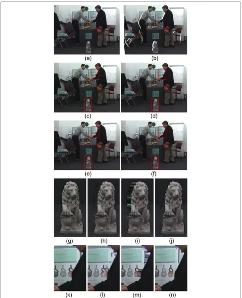 Figure 6 DIBR results for the “Book arrival” sequence from the 8th camera to the 10th camera