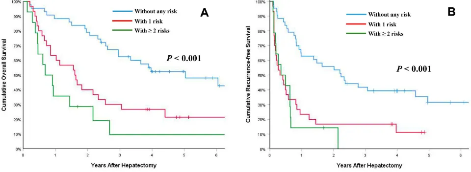 Figure 3 Cumulative incidence of overall survival (OS, 3A) and recurrence-free survival (RFS, 3B) curves comparisons among three subgroups of the elderly patients(calculated by Log-rank test).