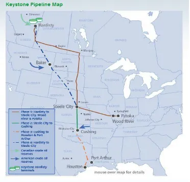 Figure 1: Existing & Proposed Routes – Keystone XL 