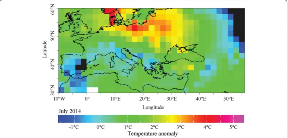 Fig. 1 Temperature anomalies for July 2014