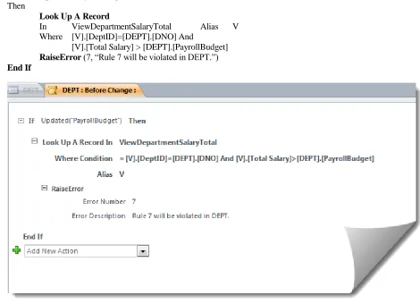 Figure 2:  Before Change Data Macro for DEPT Table 
