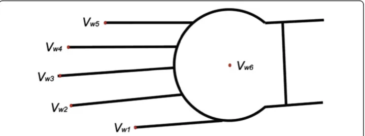 Figure 2 Hand pattern used during matching to hyperspectral images. The division into individual(points) areas from Vw1 to Vw6 is performed automatically
