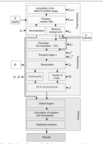Figure 5 Block diagram of the proposed algorithm for image analysis and processing. The subsequentalgorithm blocks are profiled to the described issue
