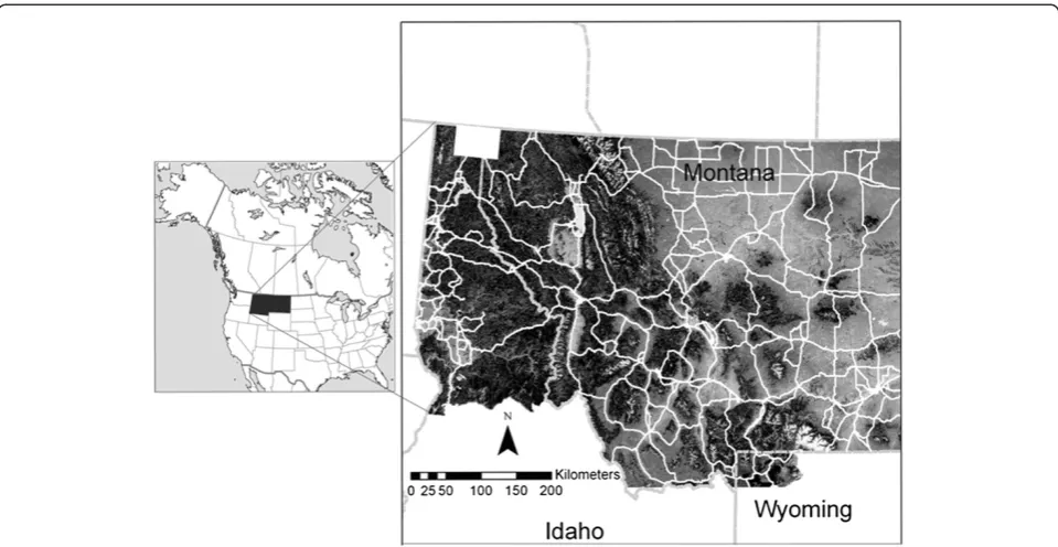 Figure 1 Analysis area location and resistance map produced by empirically optimizing the correlation between genetic differentiationamong individual black bears and landscape features [40], and verified in a meta-replicated landscape genetic study [39] an