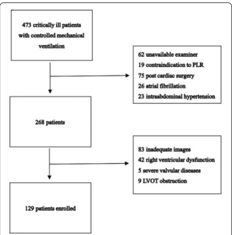 Fig. 1 Flow chart of the study. PLR passive leg raising, LVOT left ventricular outflow tract