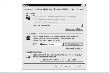 Figure 16-2.Configuring Outlook to use the Restricted Sites zone when browsing.