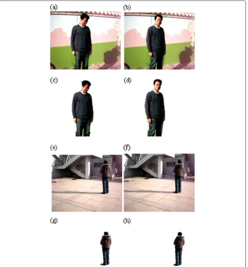 Figure 12 Results of “Men” and “Wait” by using the proposed algorithm. (a) The 4th frame of “Men”