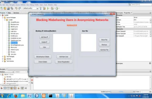 Fig 5:Nymble Manager Admin page    
