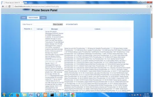 Fig  6 : Misbehaving user details on Phonesecure Web service 