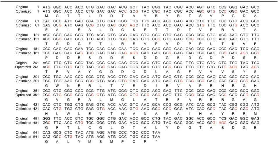 Fig. 3 cDNA and amino acid sequences of ™NAT from S. noursei and codon optimization. Codon optimization was performed using OptimumGenealgorithm