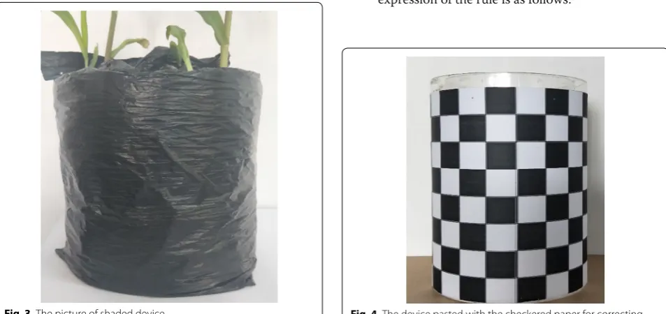 Fig. 4 The device pasted with the checkered paper for correcting