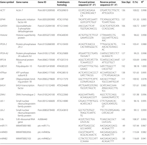 Table 1 The description of candidate reference genes and primers used in this study