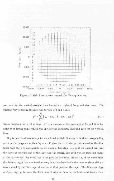 Figure 4.5: Grid lines as seen through the fibre optic taper.