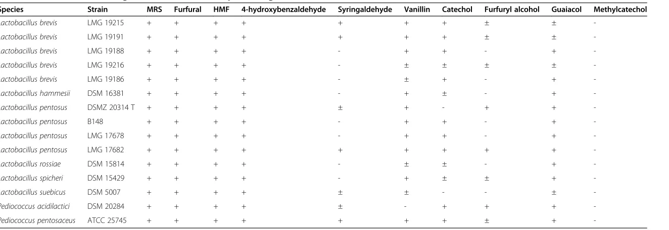 Table 2 Results of the screening on MRS for the 15 best-performing strains